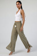 Striped Paper Bag Waist Pants