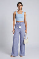 Striped Paper Bag Waist Pants
