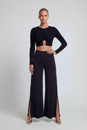 Celeste Side Slit Wide-Leg Pants