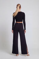 Celeste Side Slit Wide-Leg Pants