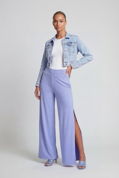 Celeste Side Slit Wide-Leg Pants