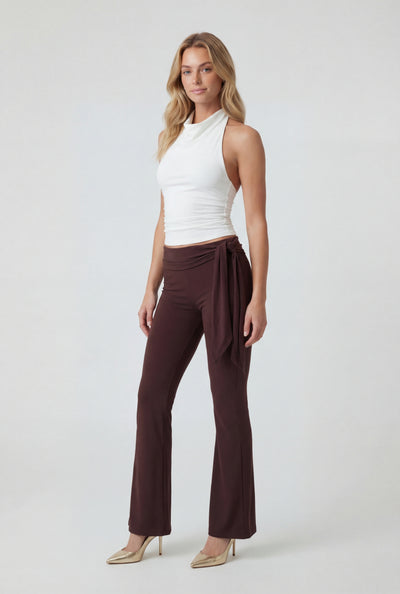 Kathryn Tie Waist Flare-Leg Pants