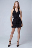 Lace Trim Tiered Skirt