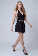 Lace Trim Tiered Skirt