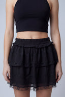 Lace Trim Tiered Skirt
