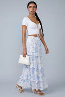 Floral Ruffle Tiered Maxi Skirt