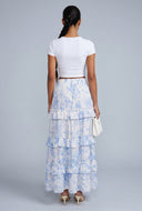Floral Ruffle Tiered Maxi Skirt