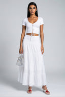 Smocked Tiered Maxi Skirt