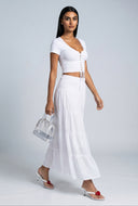 Smocked Tiered Maxi Skirt