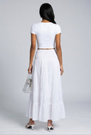 Smocked Tiered Maxi Skirt