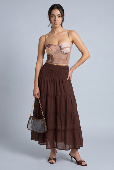 Smocked Tiered Maxi Skirt