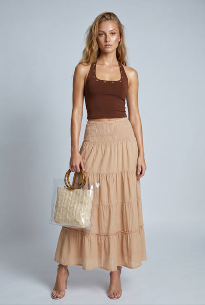 Smocked Tiered Maxi Skirt