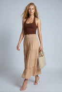 Smocked Tiered Maxi Skirt