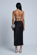 Satin Side Slit Maxi Skirt