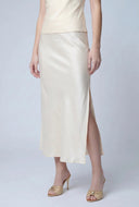 Satin Side Slit Maxi Skirt