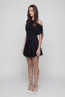 Danielle Vegan Suede Drop Waist Pleated Mini Skirt