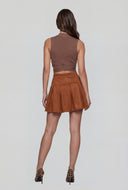 Danielle Vegan Suede Drop Waist Pleated Mini Skirt