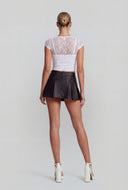 Faux Leather Pleated Mini Skort