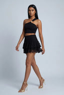 Lace Tiered Mini Skirt