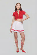Graphic Band Pleated Mini Skirt