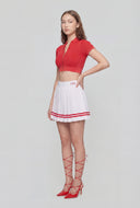 Graphic Band Pleated Mini Skirt