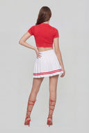 Graphic Band Pleated Mini Skirt