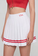 Graphic Band Pleated Mini Skirt