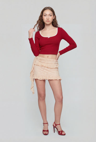 Ruffle Lace Tiered Mini Skirt