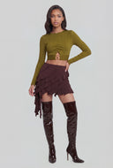 Ruffle Tiered Asymmetrical Mini Skirt