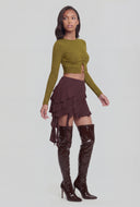 Ruffle Tiered Asymmetrical Mini Skirt