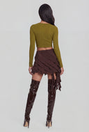 Ruffle Tiered Asymmetrical Mini Skirt