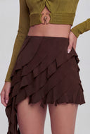 Ruffle Tiered Asymmetrical Mini Skirt