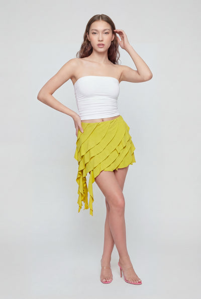 Ruffle Tiered Asymmetrical Mini Skirt
