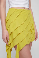 Ruffle Tiered Asymmetrical Mini Skirt