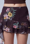 Floral Ruffle Mini Skirt