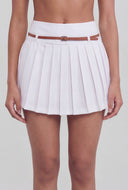 Veronica Belted Mini Pleated Skirt