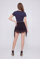 Frayed Fringe Cut-off Denim Shorts