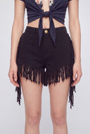 Frayed Fringe Cut-off Denim Shorts