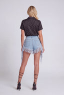 Frayed Fringe Cut-off Denim Shorts