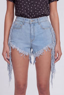 Frayed Fringe Cut-off Denim Shorts