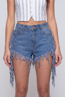 Frayed Fringe Cut-off Denim Shorts