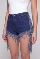 Frayed Fringe Cut-off Denim Shorts