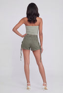 Iliana Acid Wash Tassel Cargo Shorts
