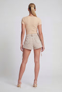Iliana Acid Wash Tassel Cargo Shorts