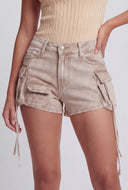 Iliana Acid Wash Tassel Cargo Shorts