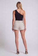 Acid Wash Frayed Hem Cargo Shorts