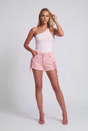 Acid Wash Frayed Hem Cargo Shorts