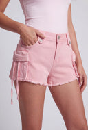 Acid Wash Frayed Hem Cargo Shorts