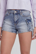 Dallas Acid Wash Denim Cargo Shorts