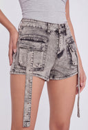 Pull Tab Denim Cargo Shorts
